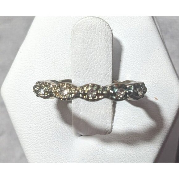 Whimsical Braided Silver Tone Rhinestone Ring Size 7 - Picture 1 of 15